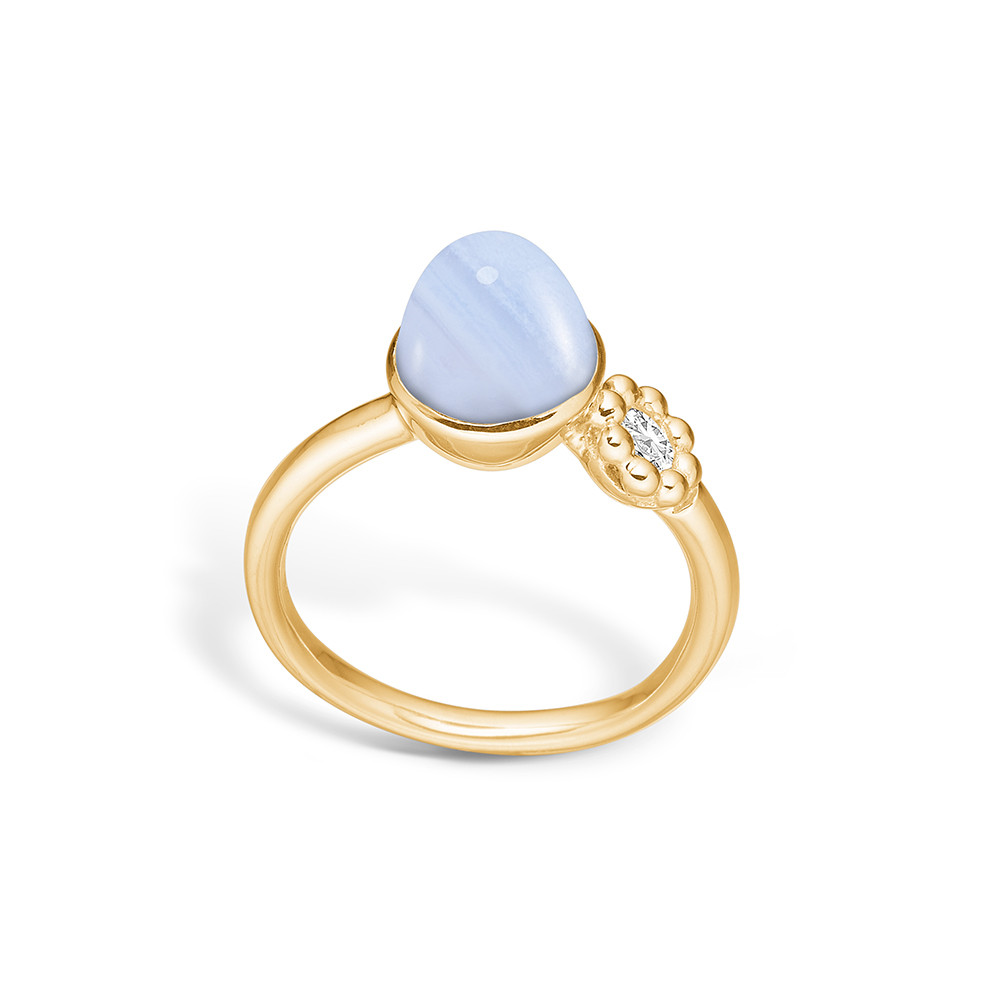 Blossom Gold Plated Silver Blue Lace Ring
