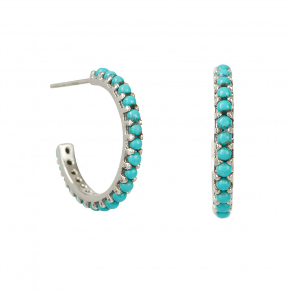 Charlotte's Web Halo Radiance Silver Hoops - Turquoise