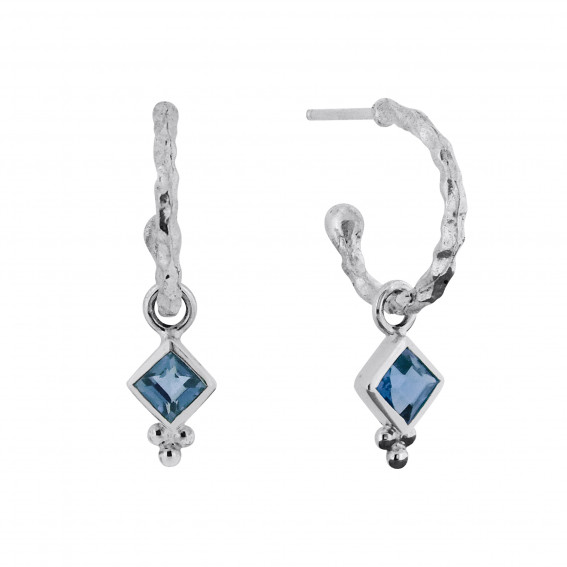 Charlotte's Web Divinity Princess Silver Hoop Earrings - Blue Topaz