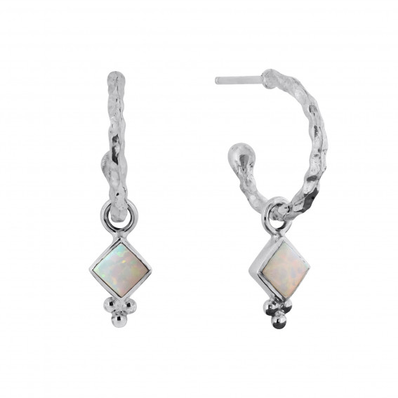 Charlotte's Web Divinity Princess Silver Hoop Earrings - Opal